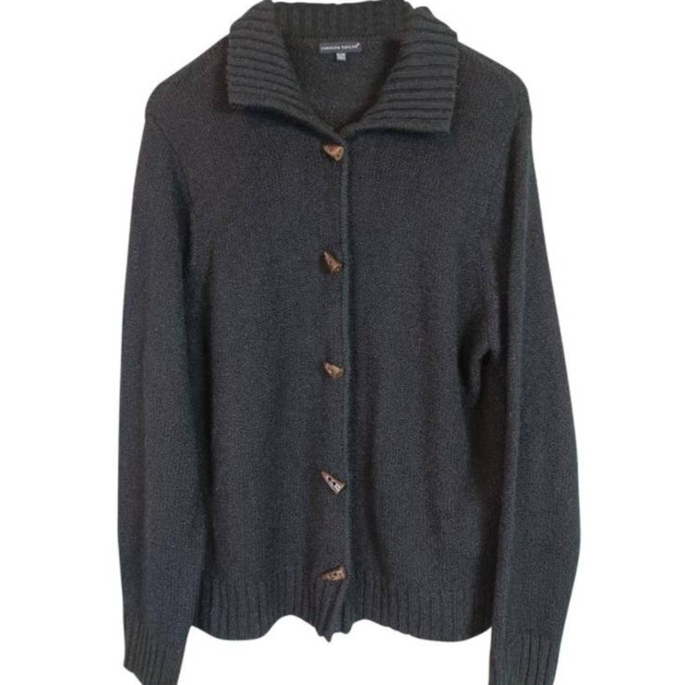 Carolyn Taylor Toggle Knit Cardigan Black XL